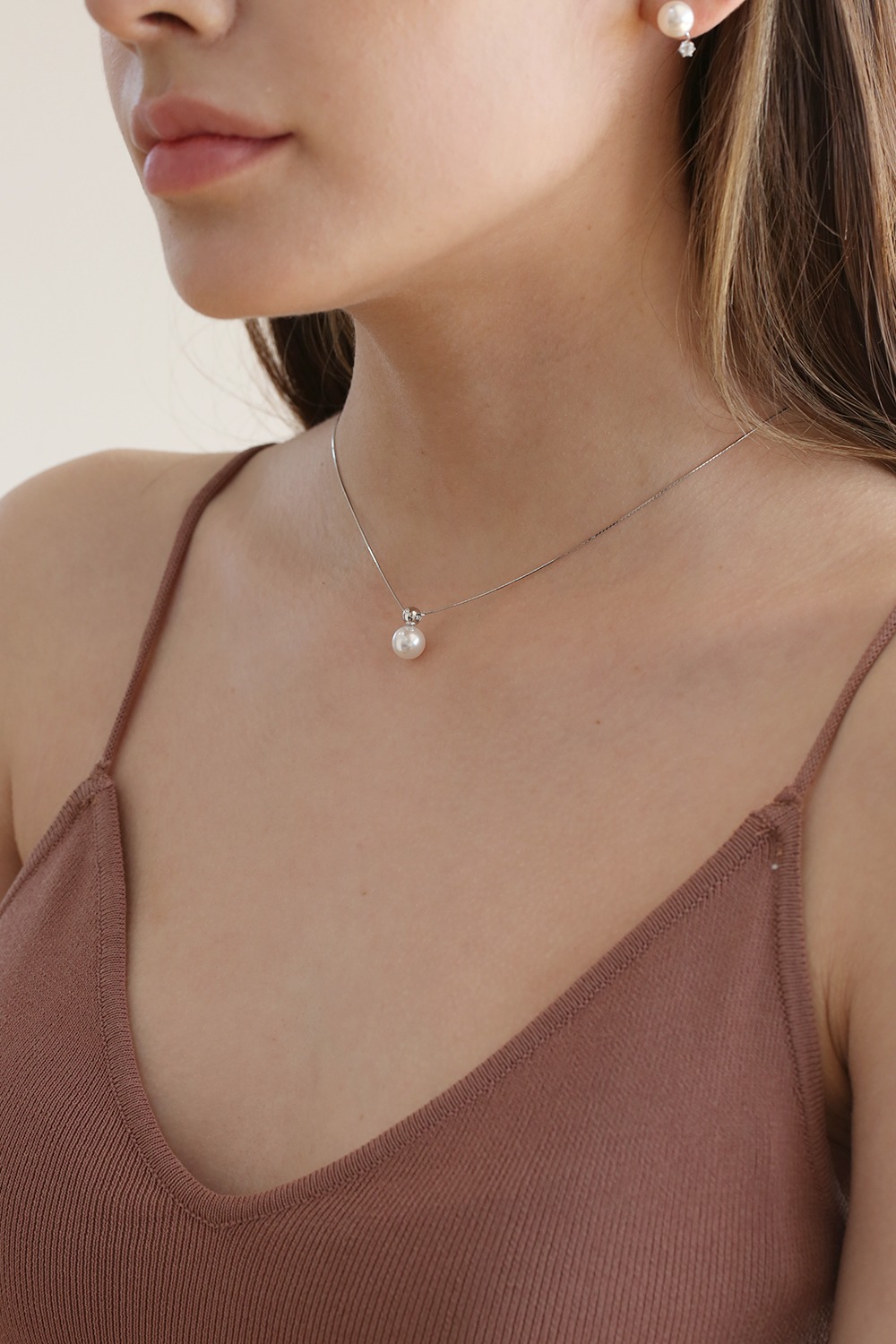 [아이사 착용]pearl drop necklace N020