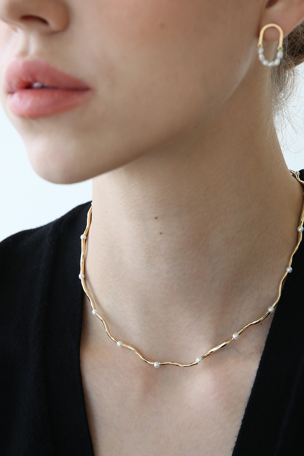 [아이키, ITZY 채령]pearl connect pipe necklace N032