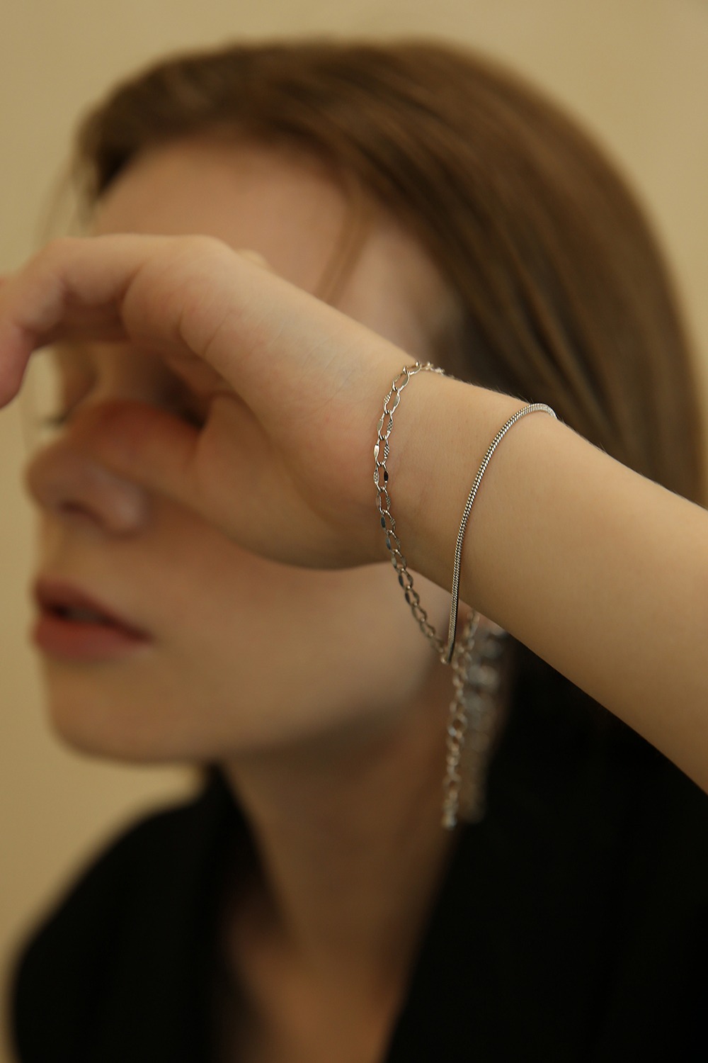 [보아 착용]layered chain bracelet B014